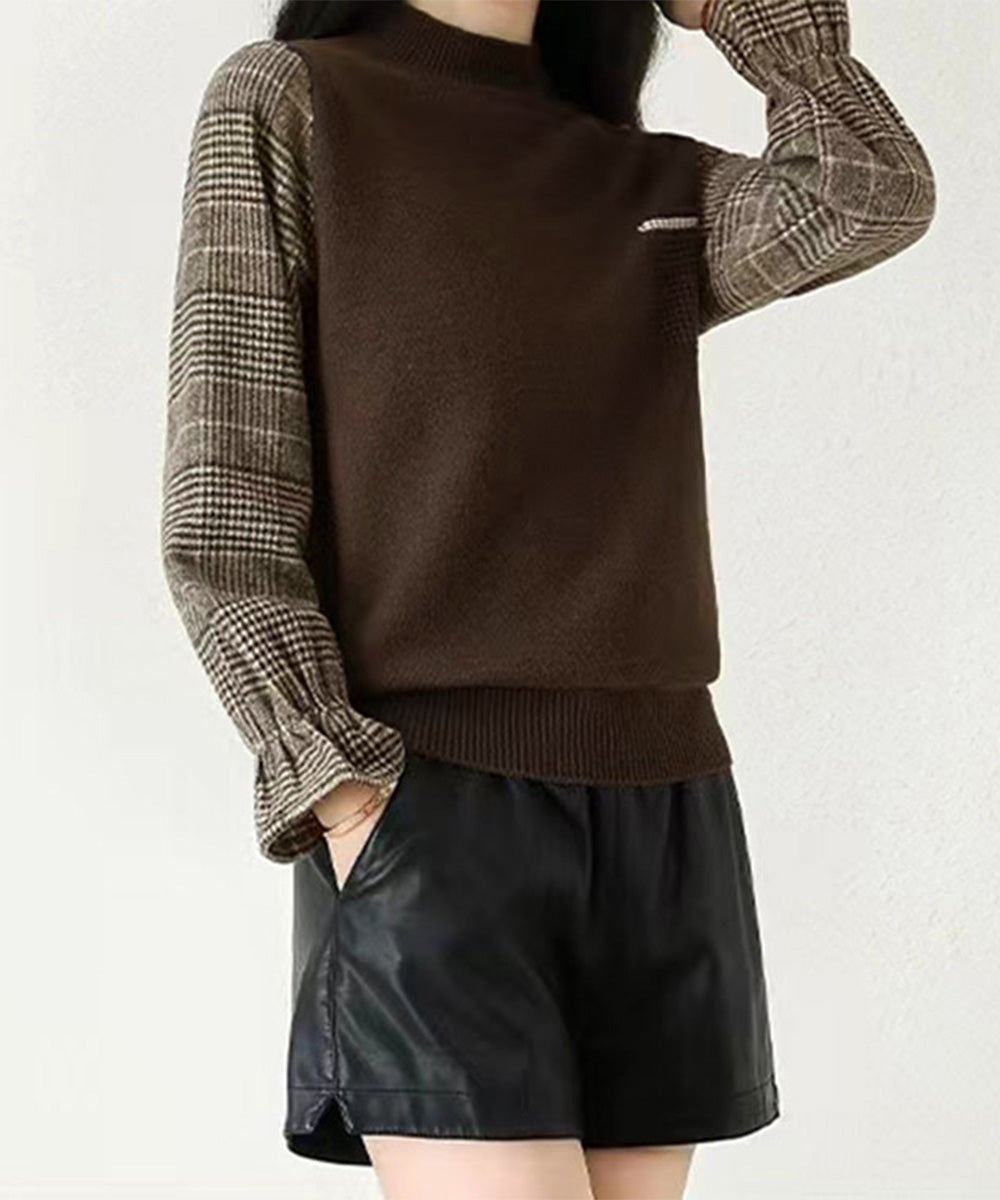 チェック柄ドッキングニットレディース秋服 詳細画像10