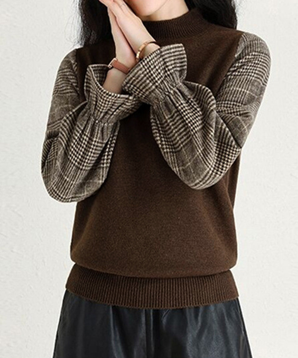 チェック柄ドッキングニットレディース秋服 詳細画像11
