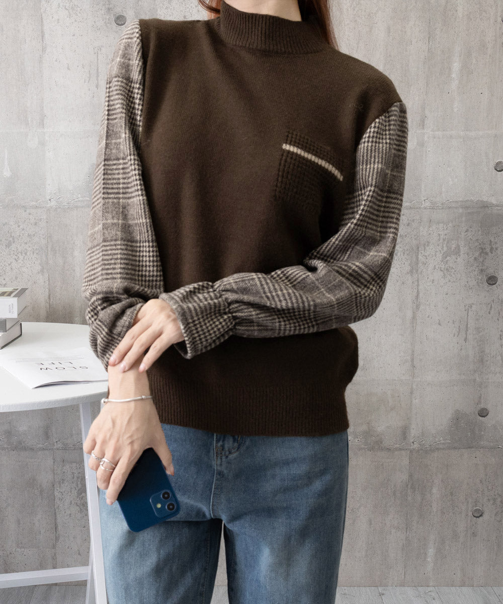 チェック柄ドッキングニットレディース秋服 詳細画像16