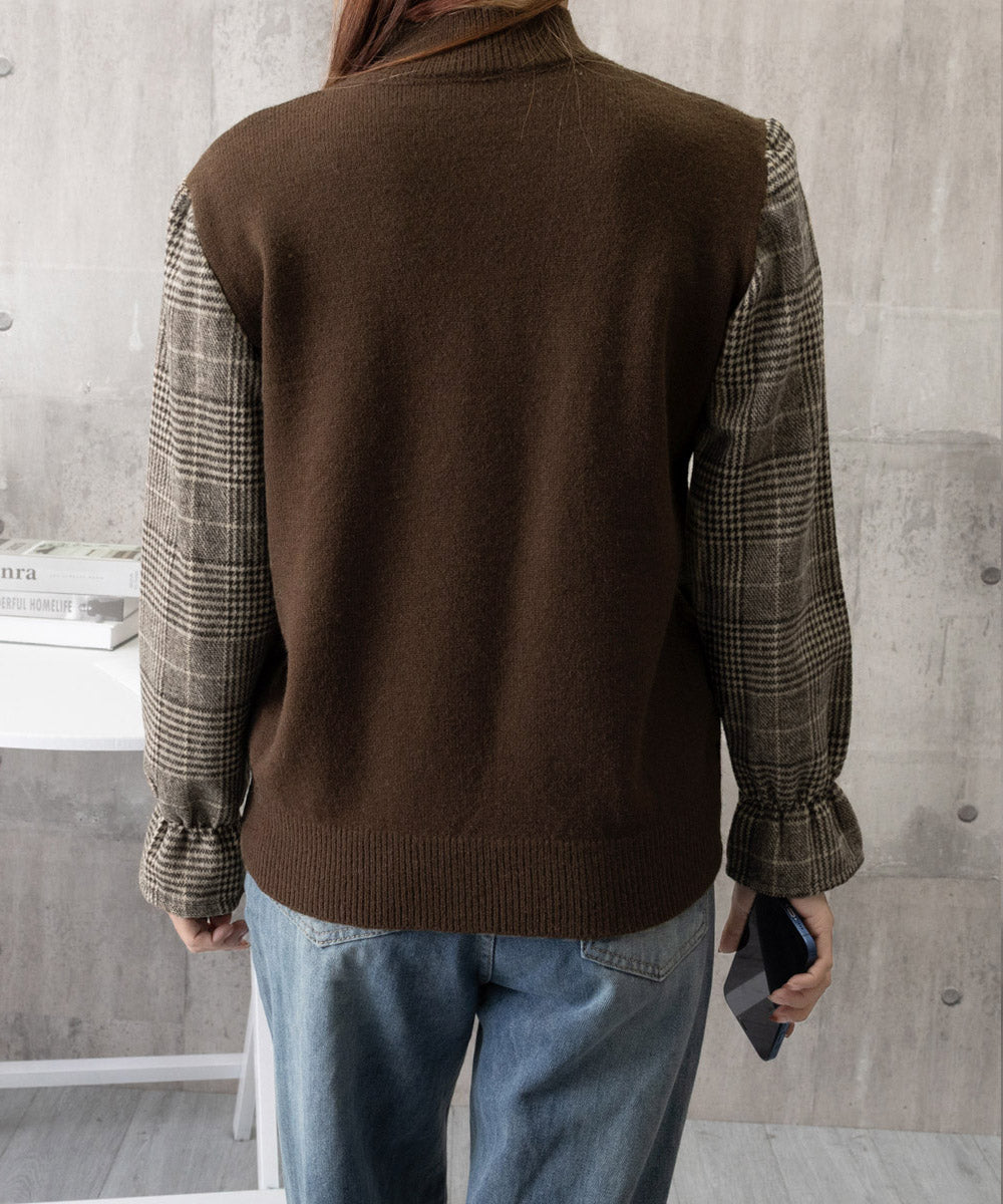 チェック柄ドッキングニットレディース秋服 詳細画像19