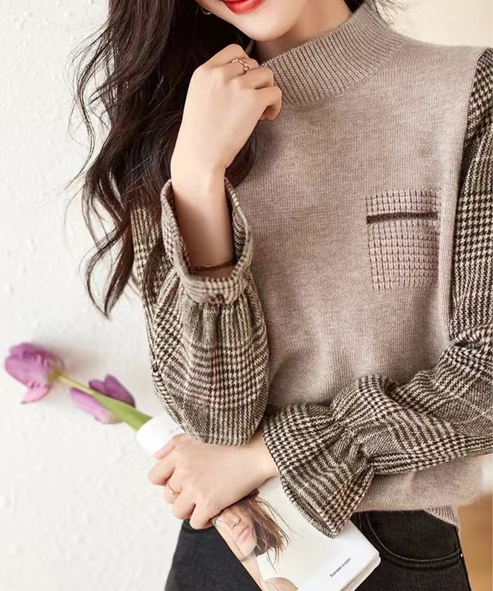 チェック柄ドッキングニットレディース秋服 詳細画像5