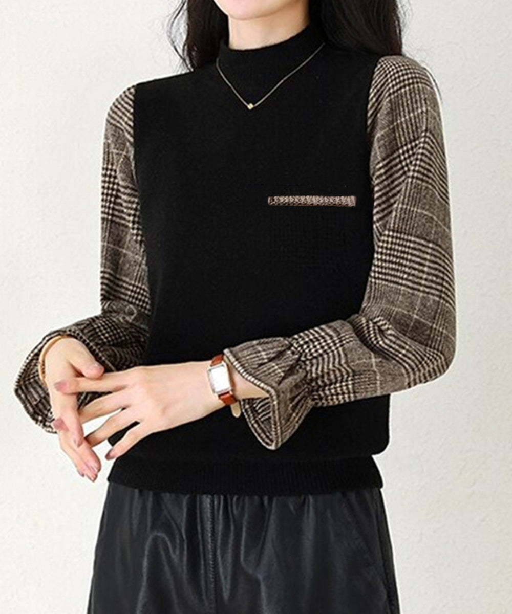 チェック柄ドッキングニットレディース秋服 詳細画像6