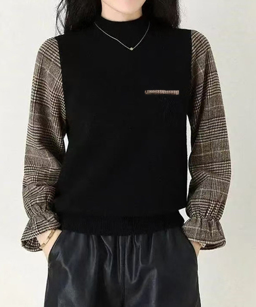 チェック柄ドッキングニットレディース秋服 詳細画像7