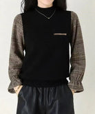 チェック柄ドッキングニットレディース秋服 詳細画像7