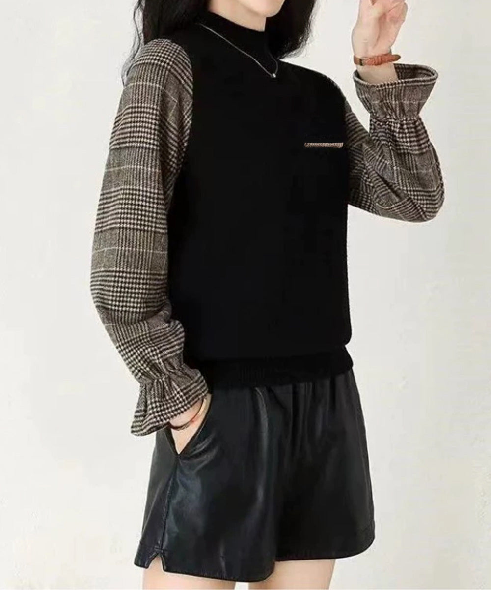 チェック柄ドッキングニットレディース秋服 詳細画像8