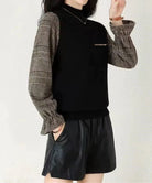 チェック柄ドッキングニットレディース秋服 詳細画像8