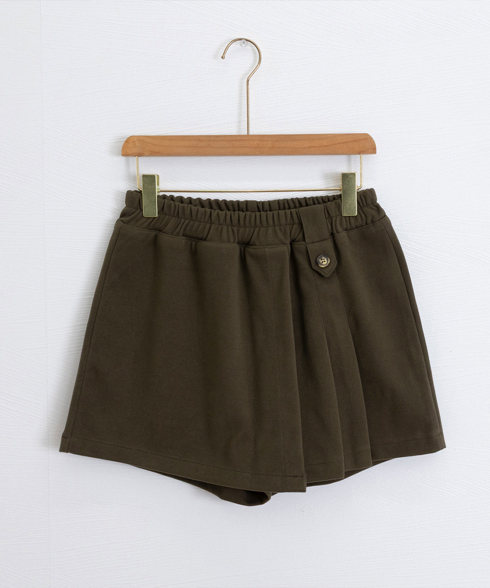 プリーツキュロットパンツ ウール風 秋冬