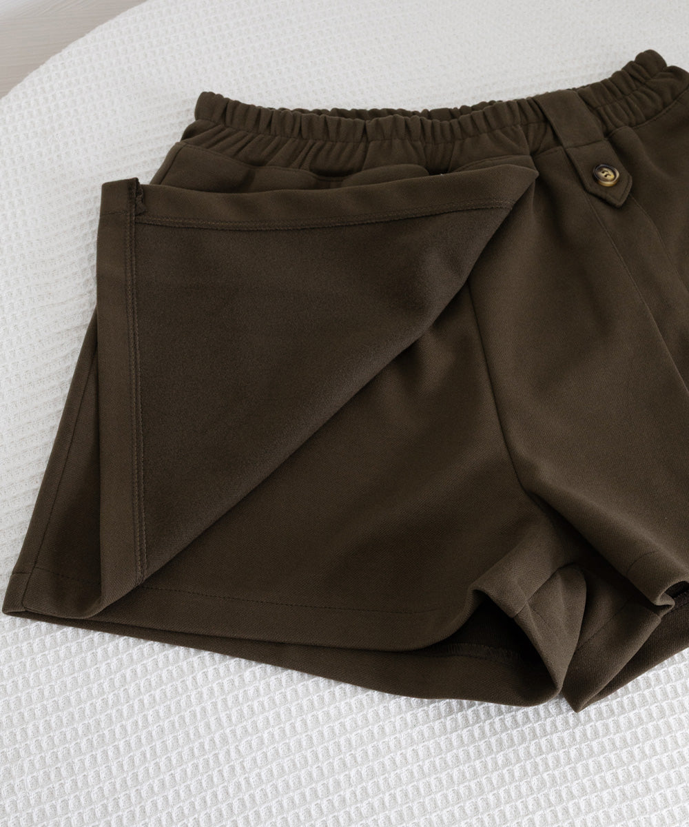 プリーツキュロットパンツ ウール風 秋冬