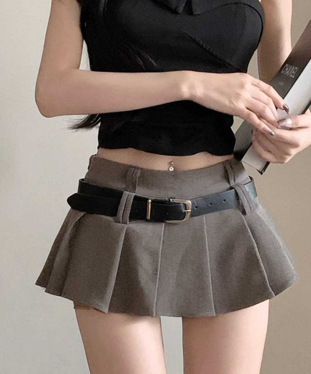 超ミニスカートベルト付きプリーツスカート 詳細画像3
