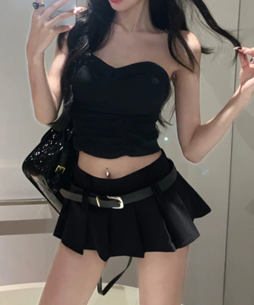 超ミニスカートベルト付きプリーツスカート 詳細画像9