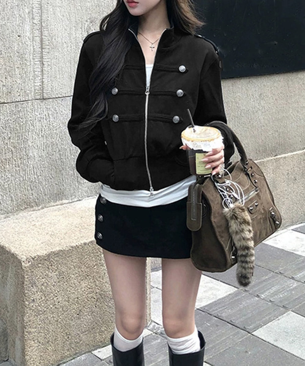 ナポレオン風ジップブルゾンスタンドカラー