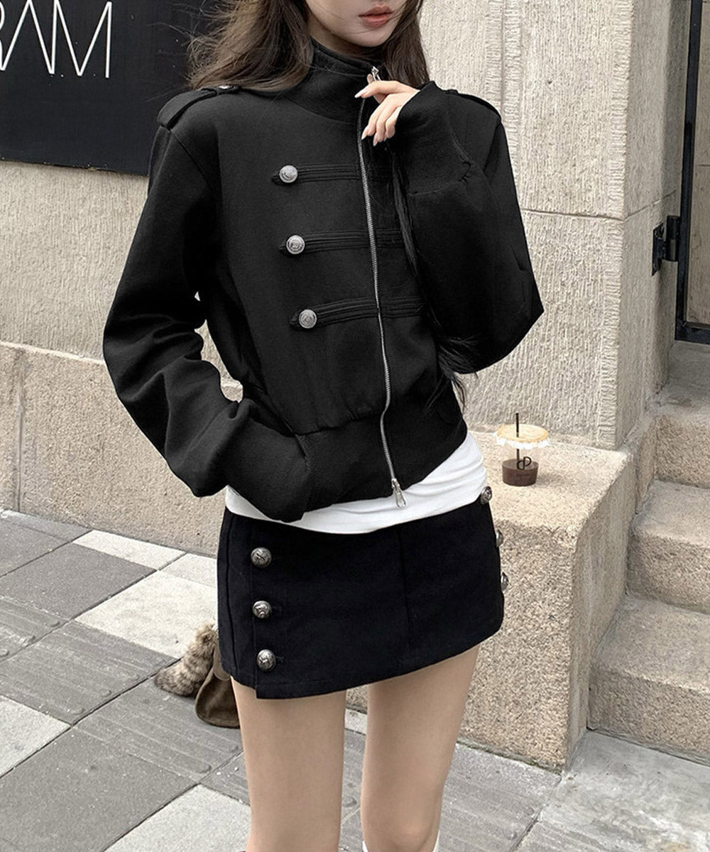 ナポレオン風ジップブルゾンスタンドカラー