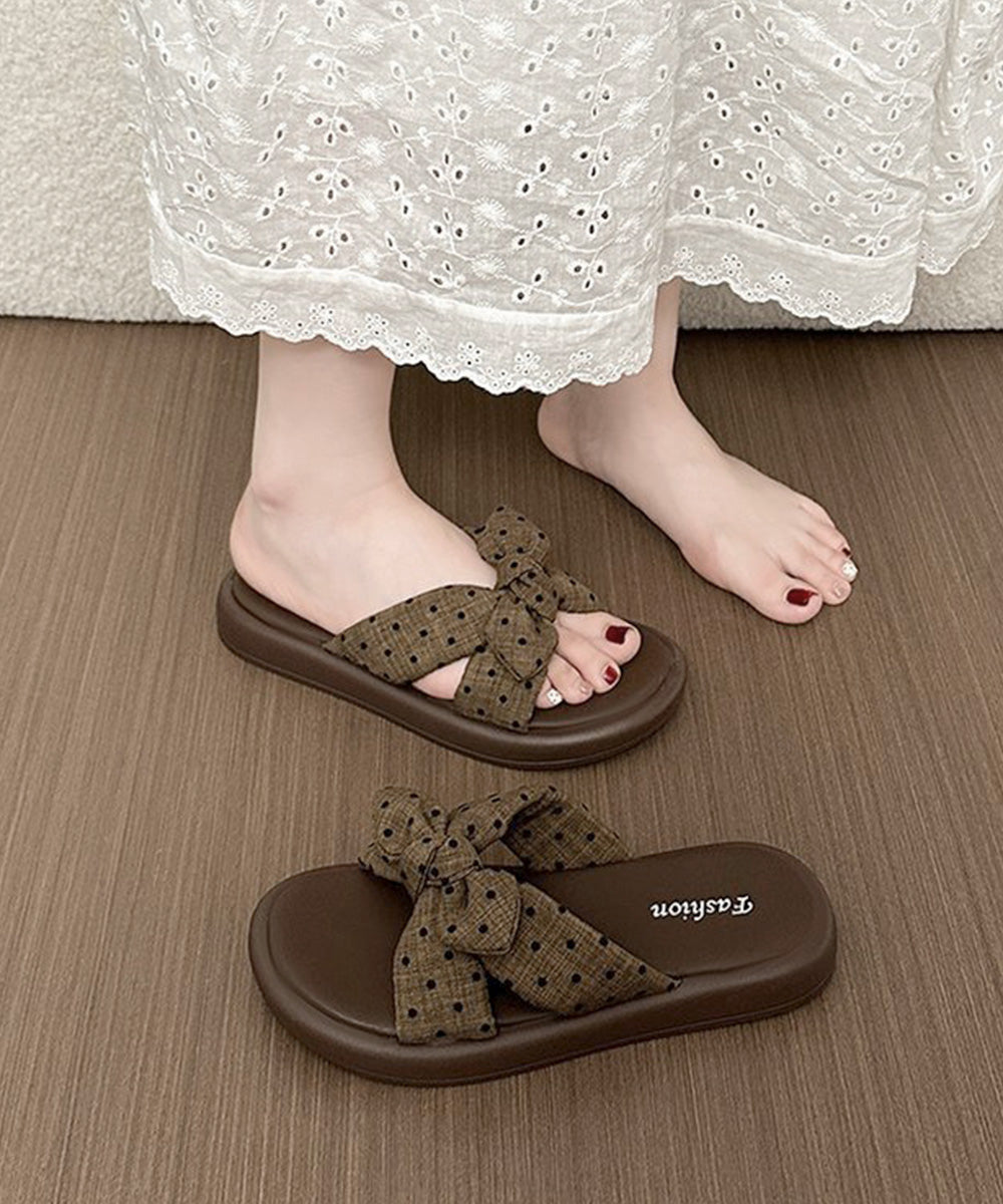 ドット柄リボン厚底サンダル大人可愛い夏靴