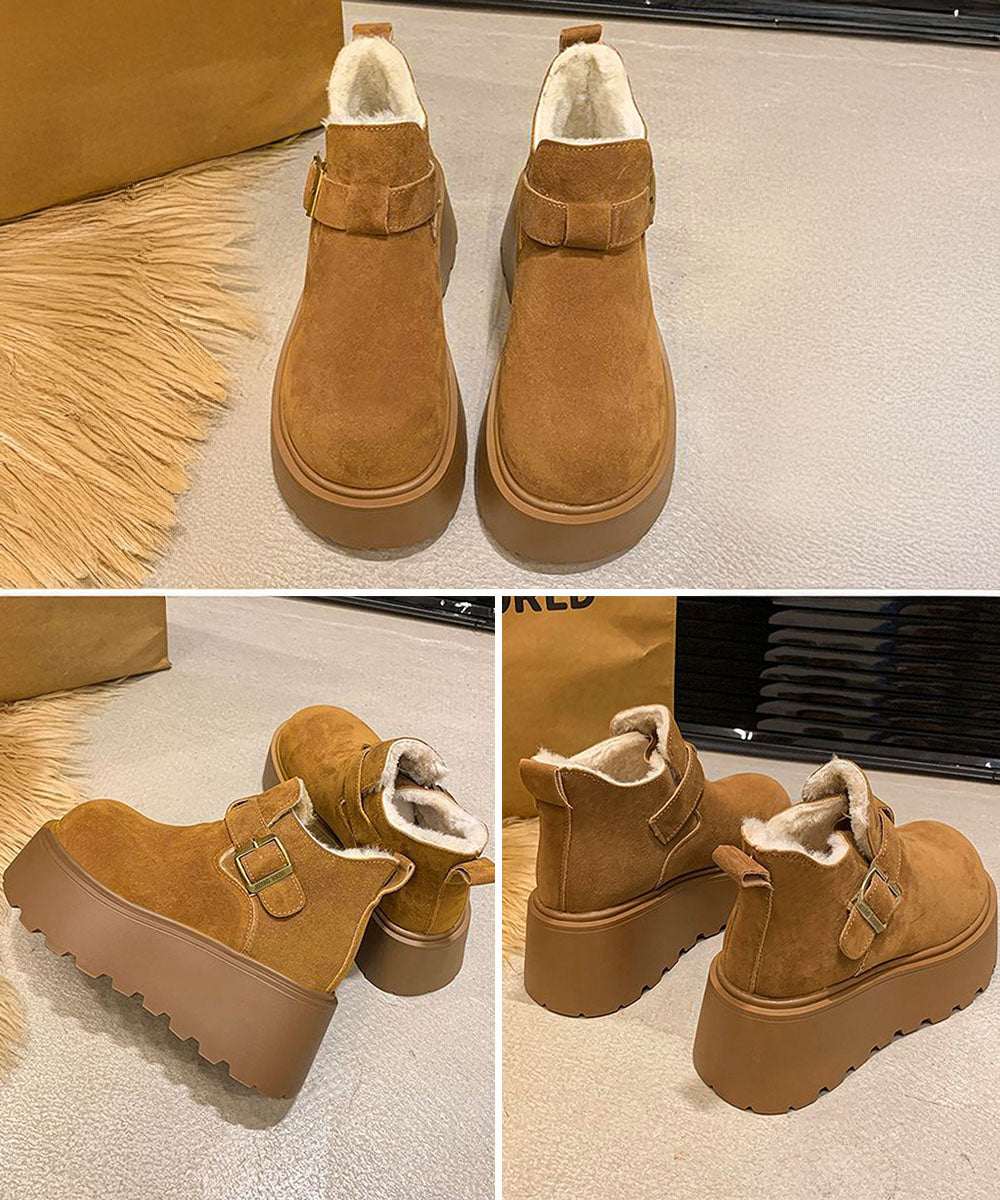 厚底ムートンブーツボアショートブーツ防寒
