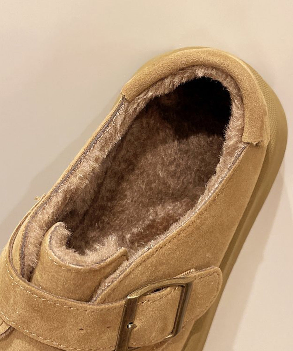 厚底ムートンシューズ裏起毛モカシンボア靴