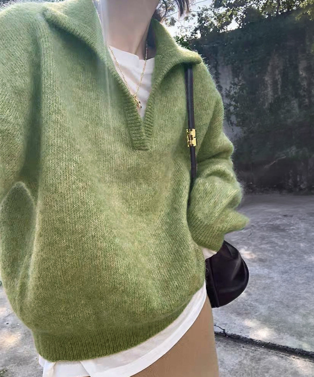 セーラーカラーニットスキッパートップス冬