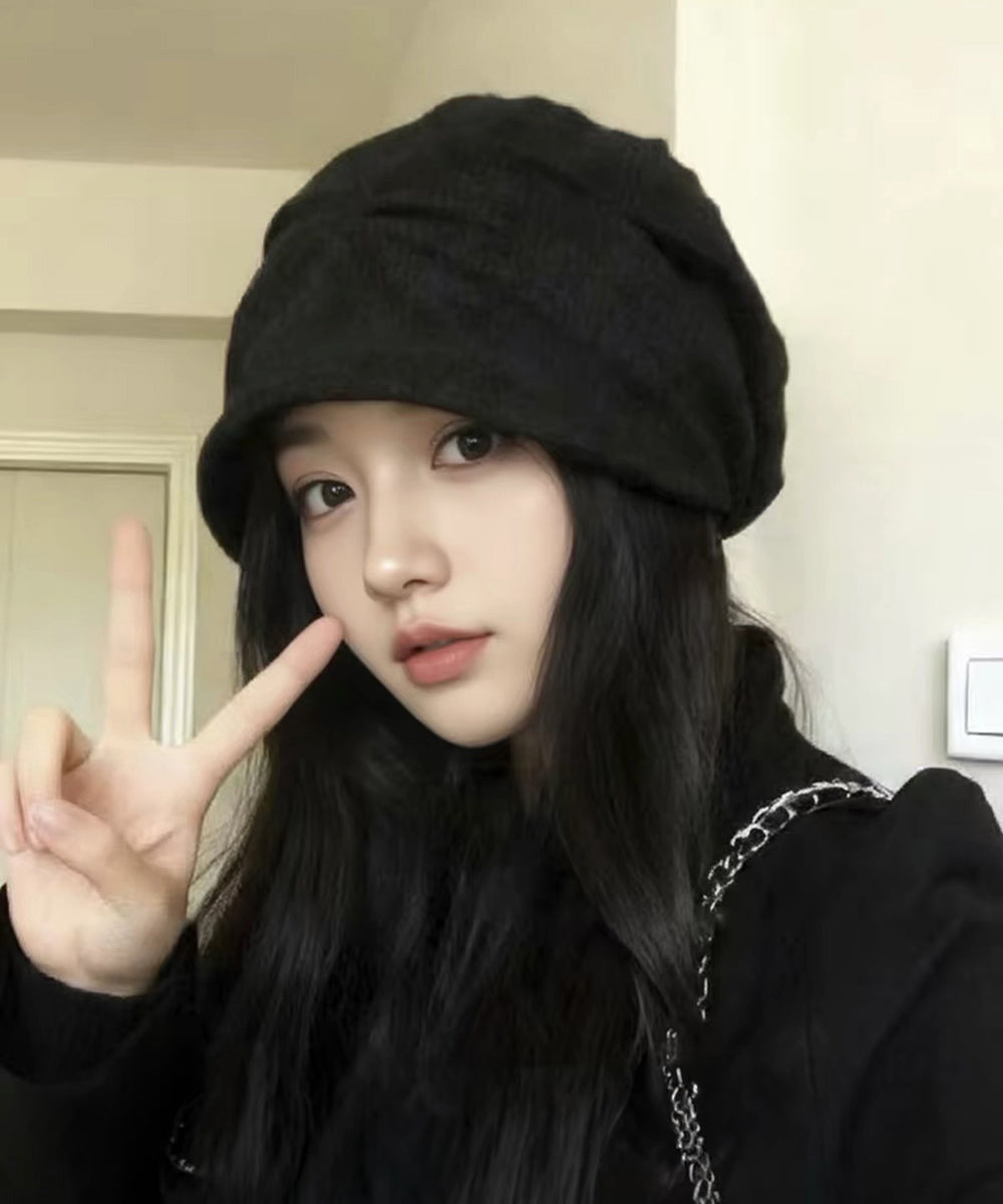 コーデュロイボリュームキャスケット韓国風