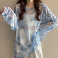 シースルー Tシャツ レディース 長袖 薄ブルー