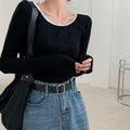 長袖Tシャツ レディース秋服 カットソー ブラック