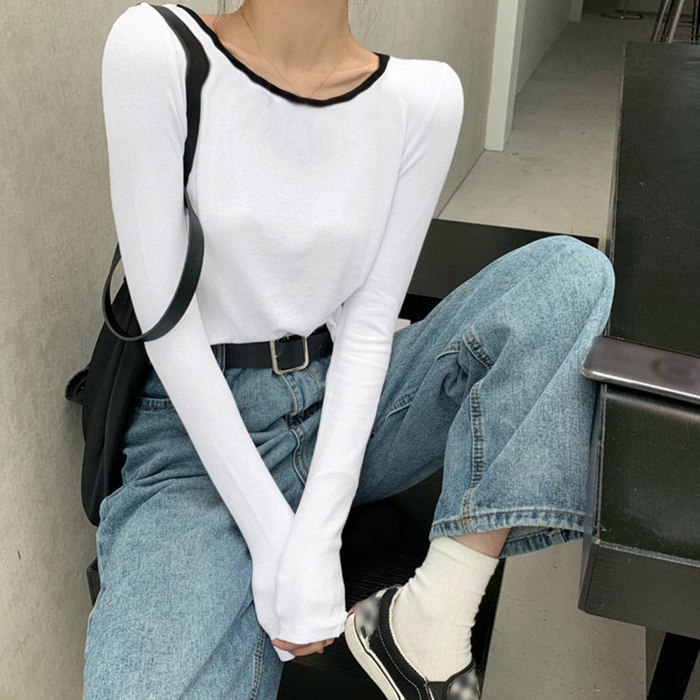 長袖Tシャツ レディース秋服 カットソー ホワイト