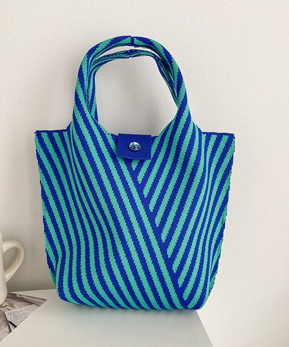 ストライプニットバッグ ミニバッグ ブルーグリーン