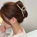 バンスクリップパール 韓国風ヘアクリップ アイボリー