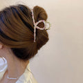 バンスクリップパール 韓国風ヘアクリップ ピンク