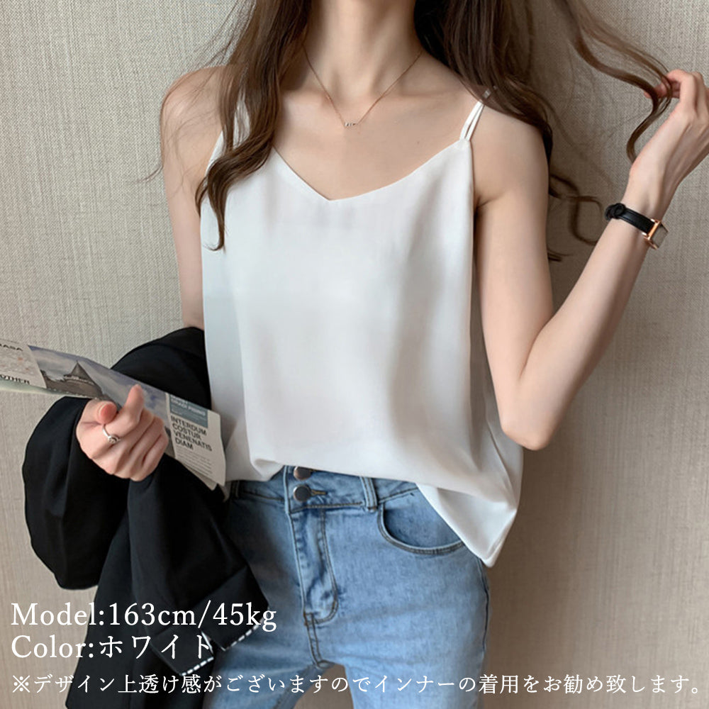 シフォン キャミソール バッククロス 夏 詳細画像9