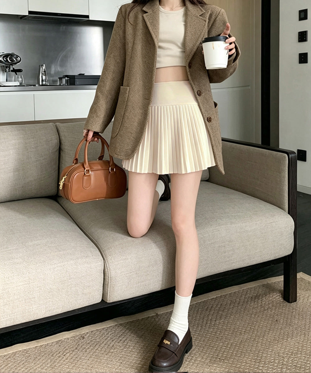 ニットプリーツ ミニスカート レディース