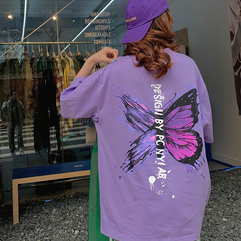 ロゴTシャツ レディース 韓国 春夏 パープル