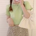 ショート丈tシャツ へそ出し 8色 夏 グリーン