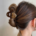 ヘアクリップ バンスクリップ 樹脂ハート ブラウン