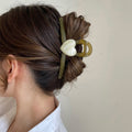 ヘアクリップ バンスクリップ 樹脂ハート モスグリーン
