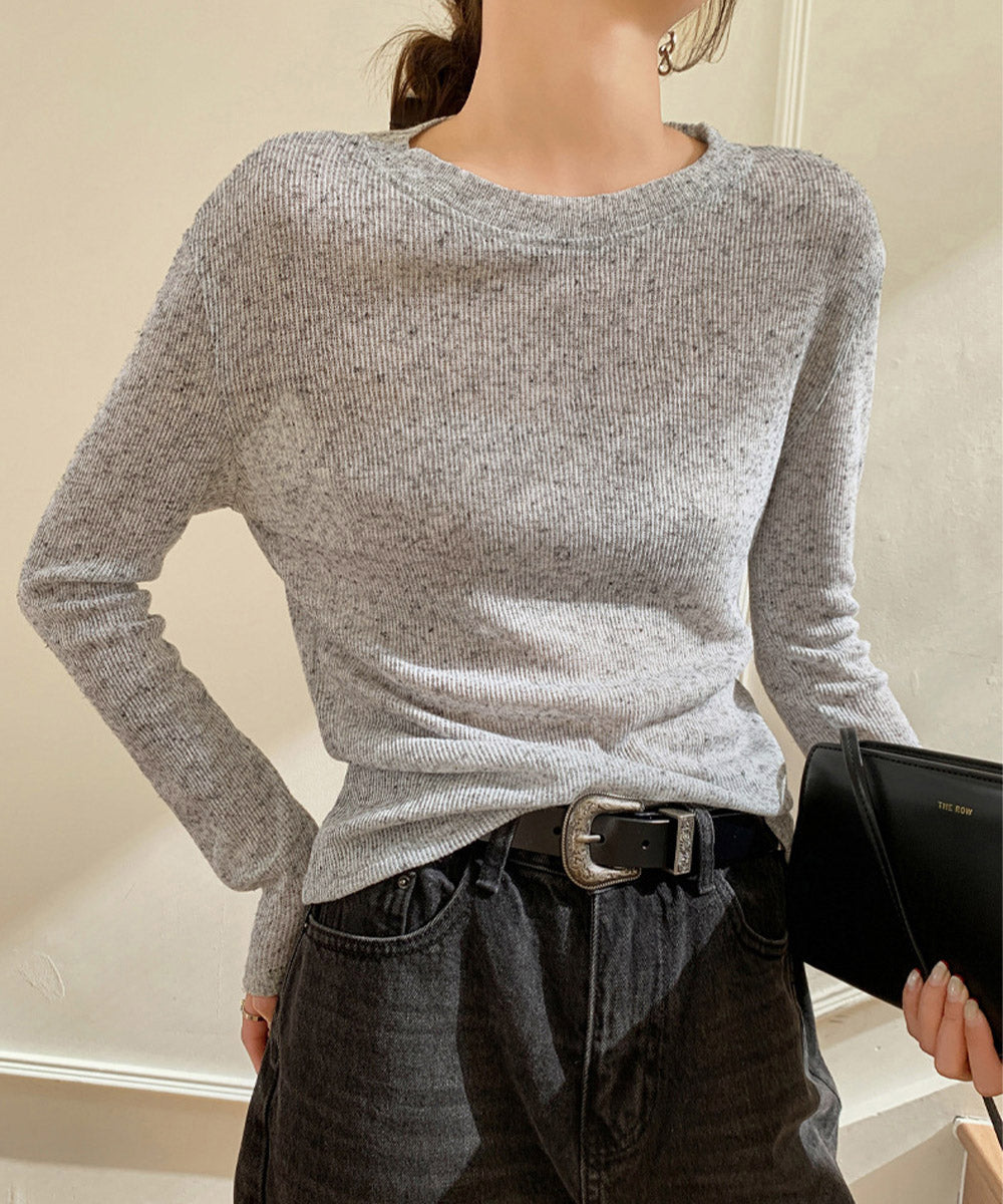 長袖Tシャツ レディース 無地 透け グレー