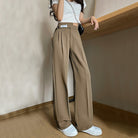 ワイドパンツ アシンメトリー 英字ロゴ ライトブラウン