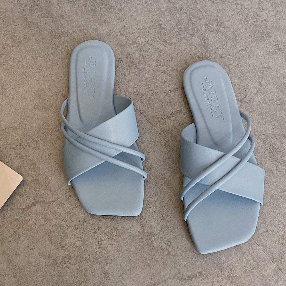 フラットサンダル 美脚 スリッパ 夏 ブルー