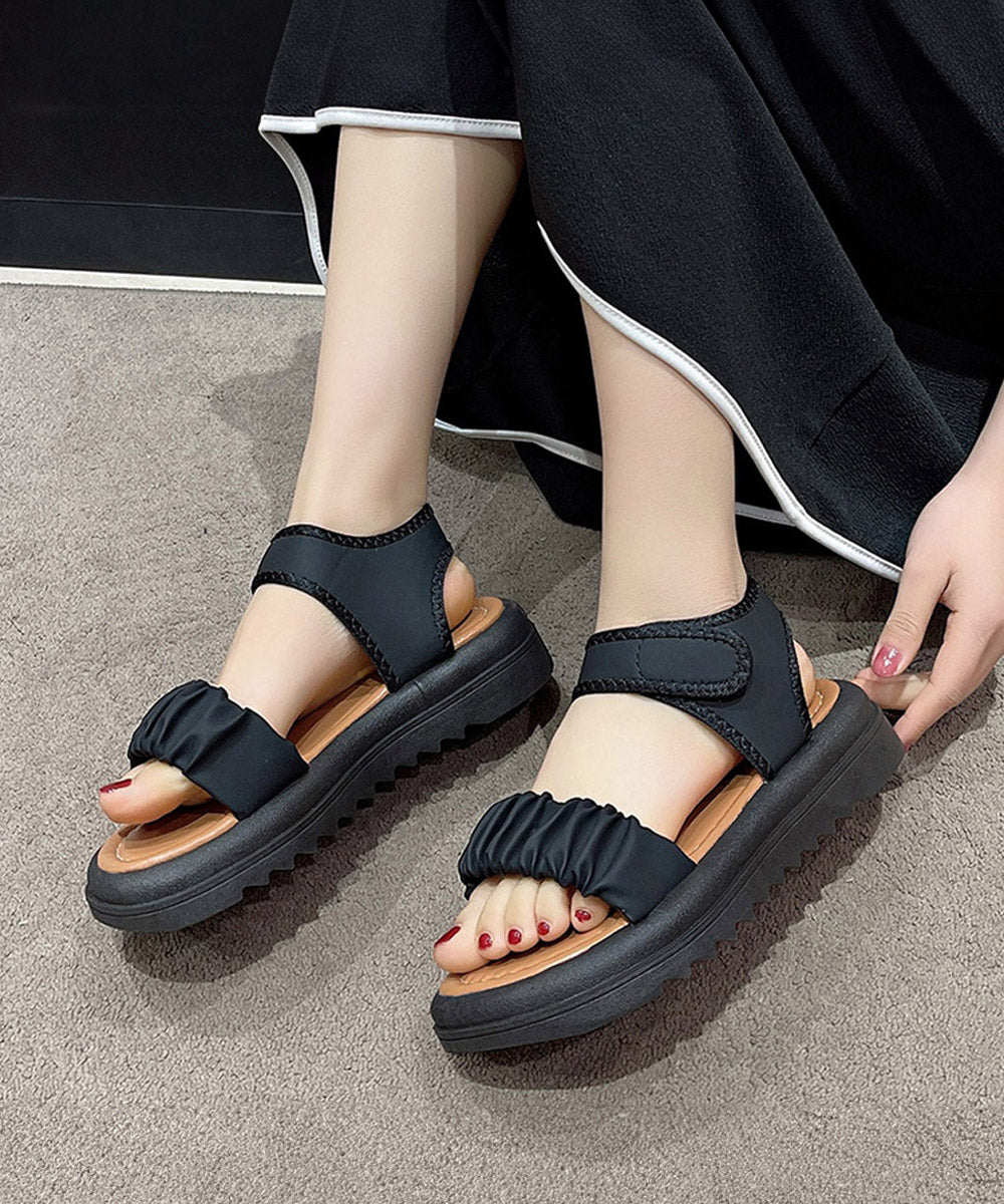 厚底 スポーツサンダル 美脚 夏靴韓国風 ブラック