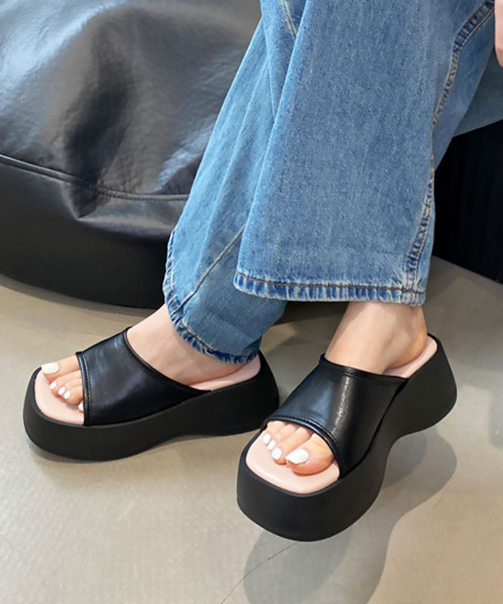 厚底サンダル ミュールサンダル 夏 美脚 ブラック