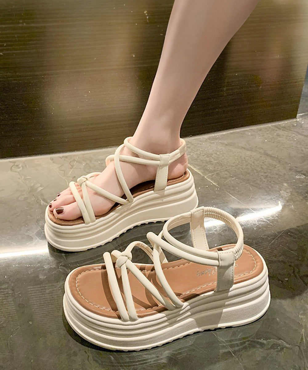厚底 ストラップサンダル 美脚 夏靴 アイボリー