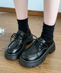 ドレスシューズ 厚底 レディース 学院風 ローファー レースアップシューズ 編み上げ レザー調 ローヒール 可愛い シンプル 歩きやすい 疲れない おしゃれ 99GYXC-146