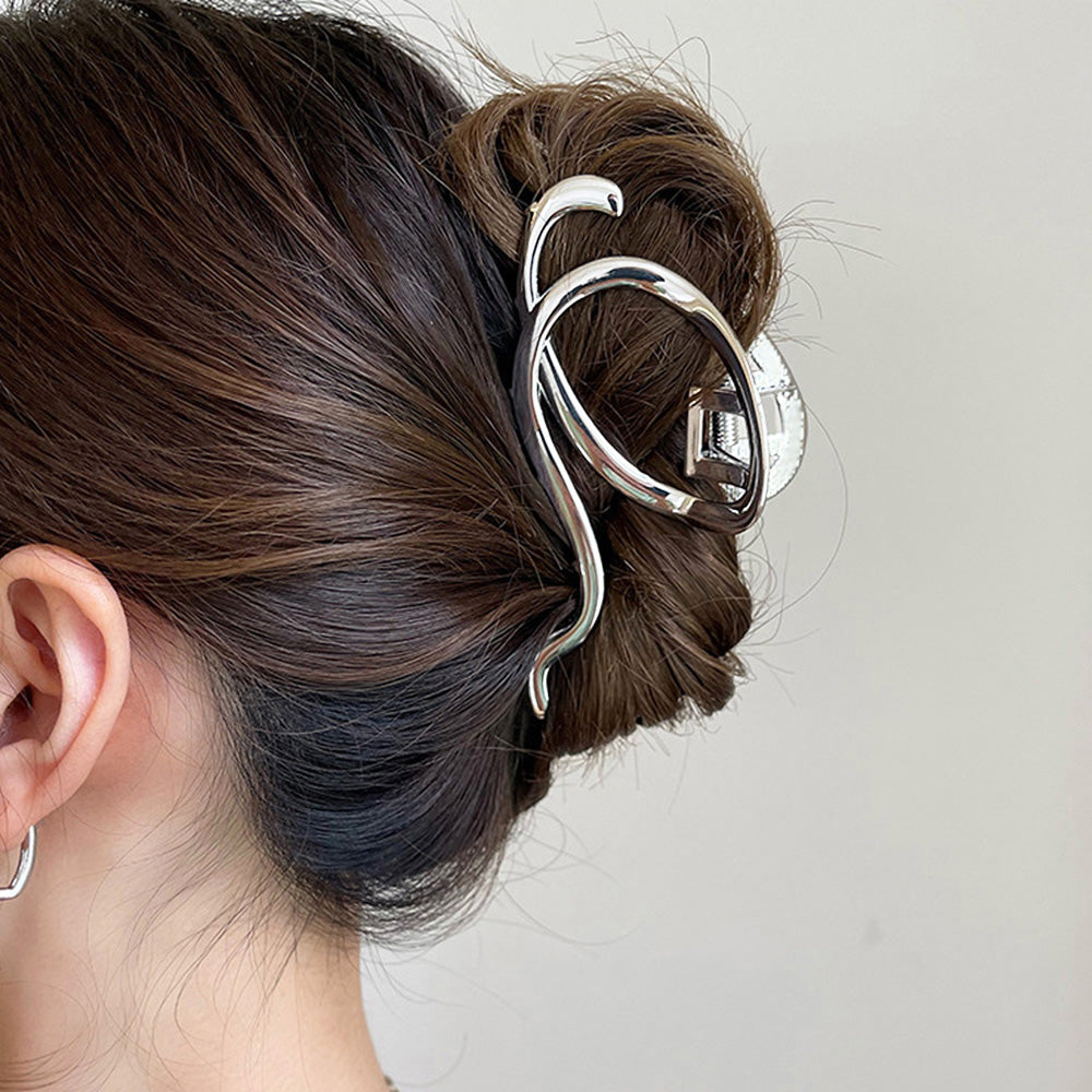 バンスクリップ ヘアクリップ まとめ髪 シルバー