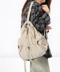 リュックサック ナイロン ドローコード レディース バックパック 背負いバッグ 肩紐太い 大容量 a4 通勤通学 カジュアル 可愛い おしゃれ お出かけ 旅行 99JPXB-001