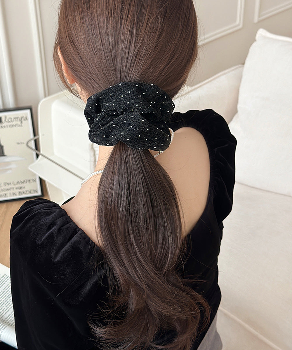 シュシュ ラメ糸 ヘアゴム 韓国風 レディース ヘアアクセサリー 髪飾り オルチャン 大人 可愛い 発表会 女子会 パーティー おしゃれ カジュアル 99JXSP-004
