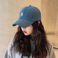 キャップ 英字ロゴ レディース 韓国 ブルー