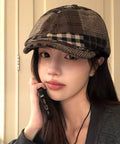 ベレー帽 レディース チェック柄 春秋冬 キャスケット帽 ベレーキャップ 防寒帽子 トレンド感 丸み 小顔 可愛い おしゃれ カジュアル アウトドア 99MHMY-026