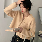 ショート丈ニット カーディガン トップス ベージュ