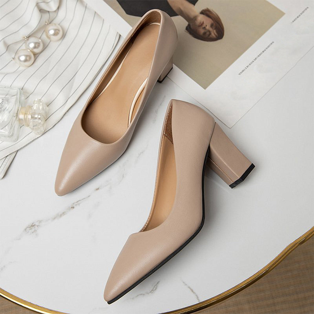 ポインテッドトゥ パンプス レディース ピンクベージュ