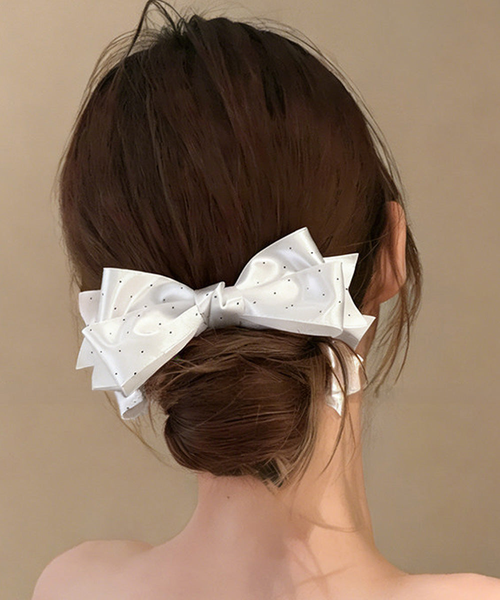 バナナクリップ ドット柄リボン 韓国風 レディース ヘアアクセサリー まとめ髪 髪留め ハーフアップ ヘアアレンジ おしゃれ 大人可愛い カジュアル プレゼント 99SXSP-001