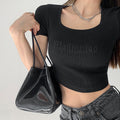 ショートTシャツ レディース 韓国風 ブラック