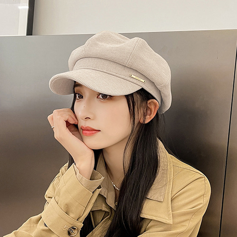 キャスケット 帽子 レディース 韓国風 ベージュ
